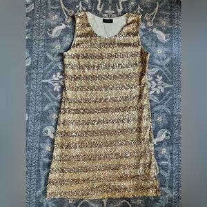 Spiegel gold sequined striped cocktail party dress